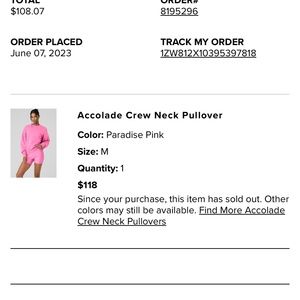 Alo Yoga Paradise Pink Accolade Crew Sweatshirt-New with Tags